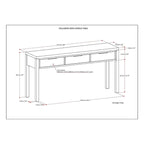 Console en bois massif de 152 cm avec 3 tiroirs, style contemporain, coloris noyer chaud