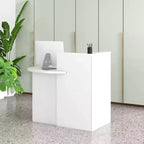 Costway Comptoir de Réception Bureau de Caisse avec Étagère Ouverte et Tiroir Verrouillable Blanc/Marron/Noir