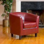 Fauteuil club baquet en cuir reconstitué rouge oxblood par Christopher Knight Home