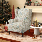 Fauteuil d'appoint moderne Erommy, fauteuil à dossier haut, canapé simple en tissu rembourré avec boutons et pieds en bois pour salon