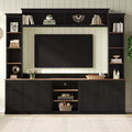Meuble TV mural 4-en-1 ModernLuxe de style campagnard, convient aux téléviseurs jusqu'à 70 pouces, meuble TV console multimédia avec étagères réglables et tiroirs