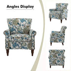 Fauteuil en bois traditionnel Araceli, rembourré à motifs floraux, avec dossier à oreilles et garniture cloutée | ART OF LIVING DESIGNS