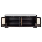 Banc de rangement rustique en bois Whisen, banc à chaussures d'entrée avec coussin amovible, étagères réglables