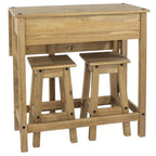 Ensemble de salle à manger 3 pièces avec table à abattants en pin massif