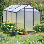 Serre de jardin aluminium VEIKOUS avec évent de toit réglable et porte verrouillable Grise