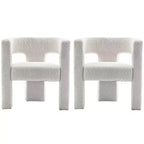 Ensemble de 2 fauteuils rembourrés en tissu bouclette à accoudoirs carrés de 71 cm de large - Kinwell