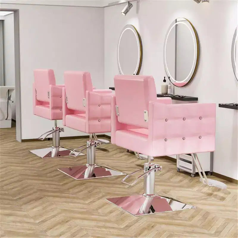 Chaise de Salon de Coiffure Hydraulique Robuste Rose Karl Home avec Accents Diamantés