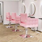 Chaise de Salon de Coiffure Hydraulique Robuste Rose Karl Home avec Accents Diamantés