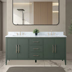 Meuble-lavabo de salle de bain Vanity Art 72 po à double vasque avec dessus en marbre reconstitué