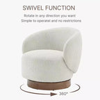 Fauteuil d'appoint pivotant Spruce&Spring en tissu avec base en bois