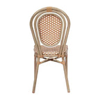 Chaise empilable de bistrot Thonet commerciale intérieure/extérieure Flash Furniture Lourdes, rotin synthétique et cadre en aluminium