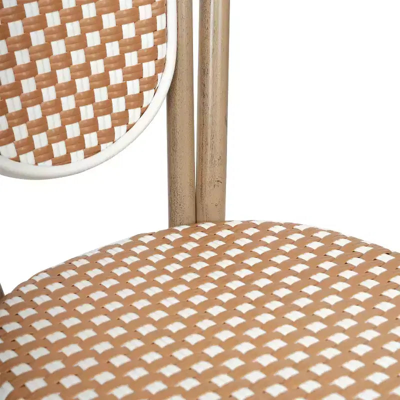 Chaise empilable de bistrot Thonet commerciale intérieure/extérieure Flash Furniture Lourdes, rotin synthétique et cadre en aluminium