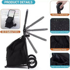 Chariot de transport pliable 2-en-1 Acekool avec sac étanche amovible, coussin d'assise épais et poignée antidérapante réglable, noir