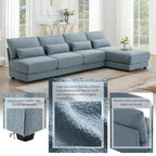 Canapé sectionnel surdimensionné à assise profonde avec méridienne réversible, canapé d'angle convertible en L, bleu