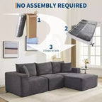 Canapé moderne 108, canapé 3 places rembourré en forme de L avec oreillers, canapé à assise profonde, aucun assemblage requis