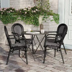 Lot de 4 chaises bistrot Lourdes Thonet empilables avec accoudoirs, en rotin PE et cadre en aluminium, pour l'intérieur et l'extérieur, de la marque Flash Furniture