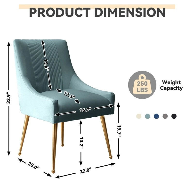 SEYNAR Lot de 8 chaises de salle à manger modernes en velours glamour, chaise de coiffeuse capitonnée pour salon (sans table)