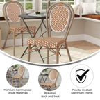 Chaise empilable de bistrot Thonet commerciale intérieure/extérieure Flash Furniture Lourdes, rotin synthétique et cadre en aluminium