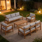 ModernLuxe Ensemble de canapés de jardin 4/5 pièces en bois d'acacia, salon de jardin avec table basse pour véranda/jardin/balcon