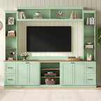 Meuble TV mural 4-en-1 ModernLuxe de style campagnard, convient aux téléviseurs jusqu'à 70 pouces, meuble TV console multimédia avec étagères réglables et tiroirs
