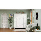 Armoire en bois blanc de 156 cm avec 2 tiroirs, tringle et étagères
