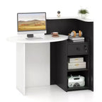 Costway Comptoir de Réception Bureau de Caisse avec Étagère Ouverte et Tiroir Verrouillable Blanc/Marron/Noir