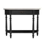 Table console avec plateau en marbre – Brun clair / Gris / Noir délavé, demi-lune, montage par une personne
