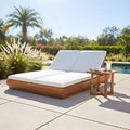 Christopher Knight Home Ming Moderne Acacia Patio Double Chaise Longue avec Table d'appoint Carrée à Lattes