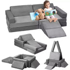 Canapé d'escalade d'intérieur, canapé de jeu modulaire 12 pièces avec piscine à balles carrée et pente d'escalade, ensemble de coussins de jeu