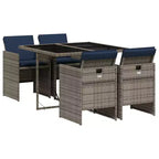 vidaXL Ensemble de salle à manger d'extérieur avec coussins, table et chaises de jardin, résine tressée gris