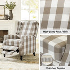 Fauteuil inclinable manuel "push-back" de style Mid-Century Modern avec dossier à oreilles