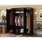 Armoire-penderie Kyle à 4 portes en bois massif 100 % Palace Imports, avec portes en bois massif ou miroir