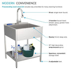 Évier de buanderie et support de lavage en acier inoxydable de 24 po L x 22 po P x 35 po H