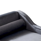 Fauteuil méridienne de rangement élégant français en velours avec coussin