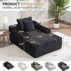 Chaise longue de 170 cm, canapé-lit d'intérieur avec 2 coussins, canapé monoplace sans structure pour salon, aucun assemblage requis