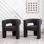 Ensemble de 2 fauteuils rembourrés en tissu bouclette à accoudoirs carrés de 71 cm de large - Kinwell