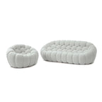 2 PIÈCES Canapé bulle rembourré en tissu nid d’abeille 3D, canapé bulle 3 places et fauteuil individuel pour salon