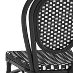 Chaise empilable de bistrot Thonet commerciale intérieure/extérieure Flash Furniture Lourdes, rotin synthétique et cadre en aluminium