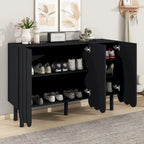 Meuble à chaussures minimaliste style crème avec 5 pieds en bois massif, buffet avec étagères réglables