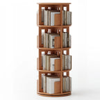 Bibliothèque verticale étroite rotative en bois