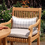 Chaise de salle à manger d'extérieur Sonoma Lane Rockport en bois de teck beige - Résistante aux intempéries avec coussin en mousse