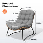 Fauteuil Papasan en rotin PE avec coussin pour intérieur et extérieur