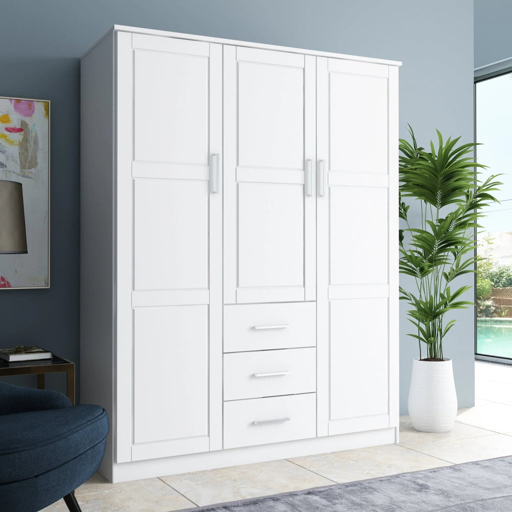 Armoire Palace Imports Cosmo à 3 portes en bois massif à 100 %, avec portes en bois massif ou miroirs