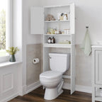 Meuble de toilette sur pied de toilette style ferme avec étagères et portes à fermeture magnétique