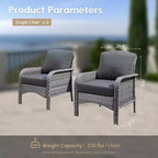 HOMLUX Lot de 2 chaises de patio en osier, ensemble de chaises d'extérieur tout temps à dossier haut en rotin