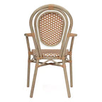 Lot de 4 chaises bistrot Lourdes Thonet empilables avec accoudoirs, en rotin PE et cadre en aluminium, pour l'intérieur et l'extérieur, de la marque Flash Furniture