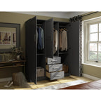 Armoire Palace Imports Cosmo à 3 portes en bois massif à 100 %, avec portes en bois massif ou miroirs