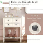 Console étroite de 60 cm avec 3 tiroirs et étagère, table d'appoint pour petite entrée ou salon