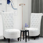 AVAWING Lot de 2 chaises de trône royales rembourrées et pieds en bois d'hévéa