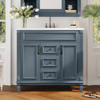 Meuble-lavabo moderne de 36 po avec vasque et armoire à miroir, 2 portes et 2 tiroirs